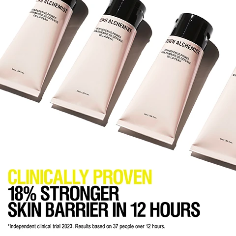 Image 1, clinically proven, 18% stronger skin barrier in 12 hours. independent clinical trial 2023, results based on 37 people over 12 hours. image 2, instantly blurs pores, mattifies, hydrates, defends skin barrier. image 3, 93£ agreed leaves skin feeling smooth. 92% agreed perfect makeup base. 85% agreed instant mattifying. independent user trial 2022. results based on 107 over 4 weeks. image 4, customer review = the primer is so hydrating to my kin. i applied it before makeup and it made my skin look healthy and glowing. image 5, before and after. image 6, how to use = apply pea sized amount after serum/moisturiser. allow to dry before applying makeup. image 6, lightweight matte gel.
