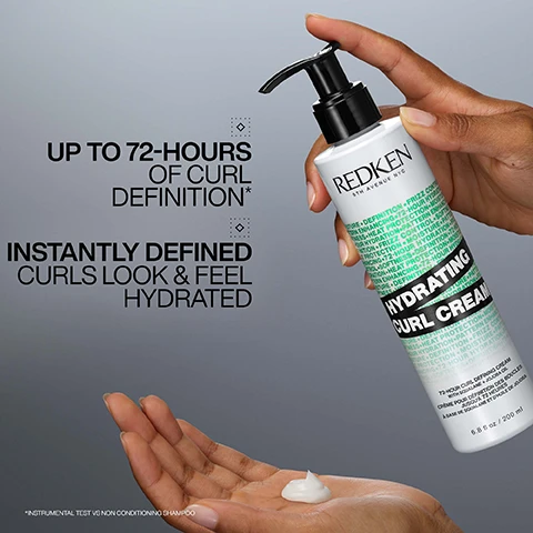 Image 1 - A person is holding a bottle of Redken Hydrating Curl Cream with text that reads UP TO 72-HOURS OF CURL DEFINITION* INSTANTLY DEFINED CURLS LOOK & FEEL HYDRATED.
              Image 2 - A hand holds a spray bottle of Redken Refreshing Curl Mist, with text stating UP TO 7-DAY CURL REFRESHING MIST WITHOUT NEED TO WASH and INSTANTLY REVITALIZE CURLS WITH DEFINITION.
              Image 3 - Side-by-side images depicting a persons hairstyle; the left shows their hair before using a product, with a fuller, less defined curl, and the right shows the hair after applying hydrating curl cream, revealing tighter and more defined curls, accompanied by the text BEFORE on the left and AFTER HYDRATING CURL CREAM with CURL TYPE 3B on the right.
              Image 4 - Side-by-side comparison of a womans curly hairstyle before and after using a refreshing curl mist, with the left labeled BEFORE and the right labeled AFTER, and visible text at the bottom stating ON 4TH DAY CURLS.
              Image 5 - A side-by-side comparison of a woman with curly hair labeled Before on the left and After on the right, showcasing improved curl definition after using products, with visible text reading Hydrating Curl Cream, Sculpting Curl Gel, and Refreshing Curl Mist; labeled Curl Type 4A.
              Image 6 - Image showing a step-by-step guide on using a hair product, with instructions: 1. Apply in sections, 2. Rake or scrunch, 3. Dry, 4. Re-apply on dry hair as needed.
              Image 7 - A person with curly hair is shown in a four-step guide for using a hair product, which includes instructions to spray, rake or scrunch, shape, and notes that it refreshes curls up to the seventh day.
              Image 8 - Image shows three hair care products from Redken arranged on a gradient teal background: a Hydrating Curl Cream, a Sculpting Curl Gel, and a Refreshing Curl Mist, with the text Formulated with Squalane + Jojoba Oil and labels DEFINE, HOLD, and REFRESH.
              Image 9 - Three hair care products are displayed against a dark background, including a pump bottle labeled Hydrating Curl Cream, a spray bottle labeled Refreshing Curl Mist, and a tube labeled Sculpting Curl Gel, all branded with the name Redken.Image 10 - An abstract white background with smooth, curved lines of white cream-like texture, and the text LIGHTWEIGHT & NON-GREASY in bold black letters at the bottom left corner.
              Image 11 - A dark textured background with the text that reads Formulated with Squalane & Jojoba Oil for hair that looks & feels hydrated and preserves curl pattern.
              Image 12 - Image of a spray bottle of Redken Refreshing Curl Mist being used to mist hair, with five stars above it and text stating that it adds moisture to dry ends and resets curls without being too heavy.
              Image 13 - Image of a bottle of Redken Hydrating Curl Cream with a black pump top, accompanied by a testimonial stating that the users hair felt bouncy and maintained its curl shape all day without feeling heavy or sticky, and that they would definitely recommend it, with a note indicating the product was received from Marie Claire Beauty Drawer, August 2024.
              Image 14 - A persons hand is holding a bottle of Redken Hydrating Curl Cream, with a small amount of the cream in their palm, and text on the image states LOVED BY PROFESSIONALS followed by a quote from Isha Samms, MY ABSOLUTE FAVOURITE. THE CONSISTENCY IS BUILDABLE WITHOUT BEING HEAVY. SO YOU CAN KEEP GOING BACK TO ADD MORE and her title PROFESSIONAL HAIRSTYLIST.