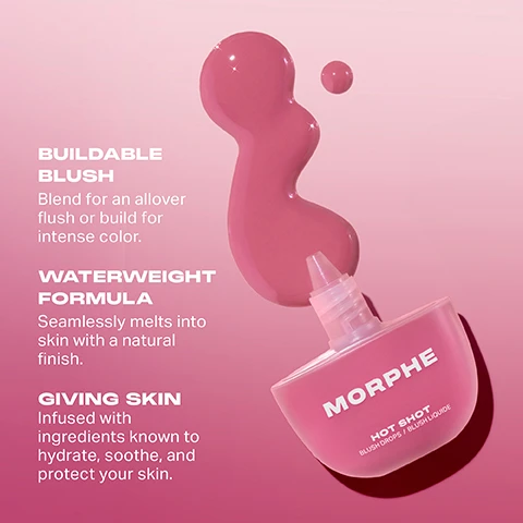 Image 1, buildable blush = blend for an allover flush or build for intense colour. waterweight formula = seamlessly melts into skin with a natural finish. giving skin = infused with ingredients known to hydrate, soothe and protect your skin. image 2, powerful ingredients. advanced moisture complex, niacinamide, glycerin, natural algae, vitamin e, vitamin b5.