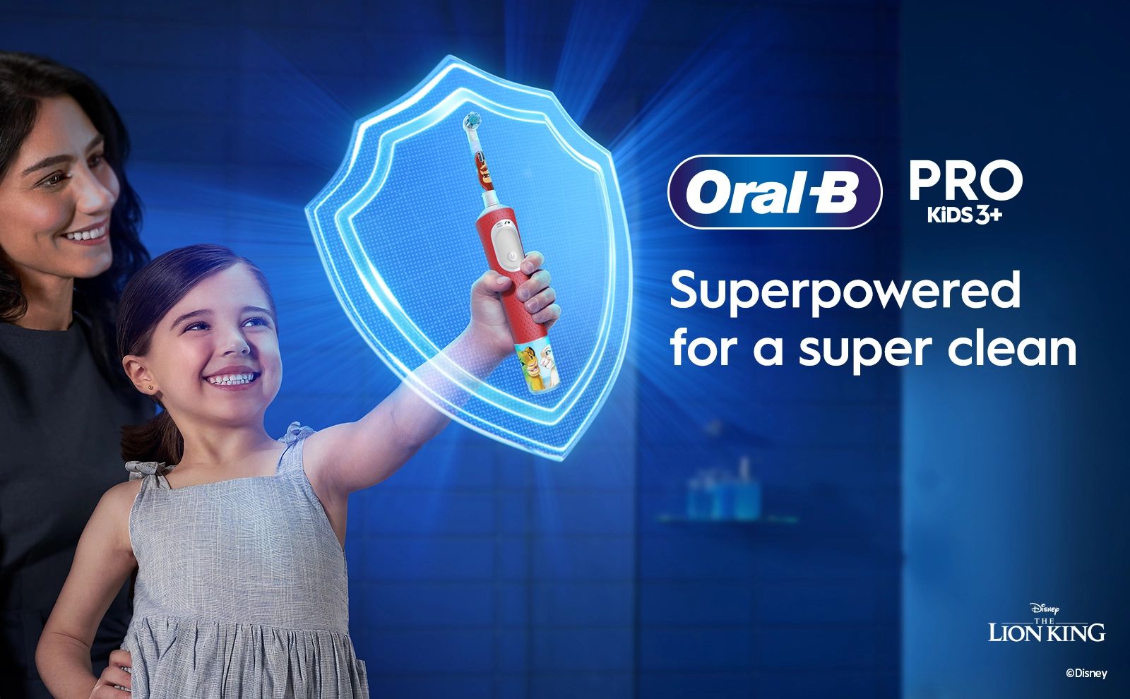 Oral-B PRO KIDS 3+ Superpowered for a super clean. DISNEY THE LION KING. ©Disney.