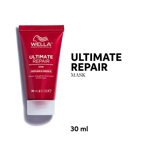 Image 1, ultimate repair mask 30ml. image 2, 6 times easier detangling. on wet hair vs non conditioning shampoo. image 3 and 4 before with non conditioning shampoo vs after with full ultimate repair routine and blow dry. shampoo, mask, miracle rescue protective leave in. image 3, 1 = cleanse, 2 = condition 3 = treat. 4 = protect.