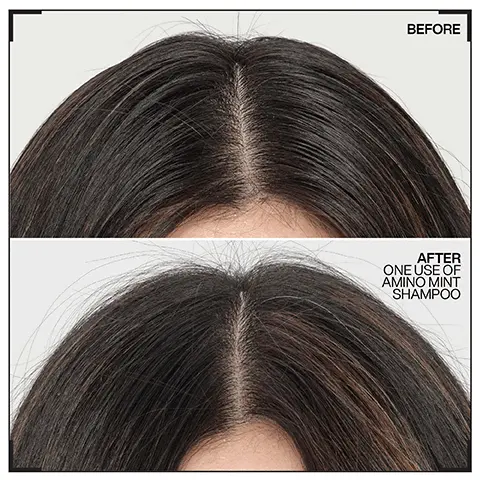Image 1 - Image shows a comparison of a persons hair before and after using Amino Mint Shampoo, with visible text indicating BEFORE above and AFTER ONE USE OF AMINO MINT SHAMPOO below.
              Image 2 - A bottle of Redken Amino-Mint shampoo with a green liquid inside, featuring a label that includes the product name MIRACLE SHAMPOO, a review stating A GAME CHANGER FOR MY GREASY HAIR AND OILY SCALP. FROM THE FIRST USE, I NOTICED A SIGNIFICANT DIFFERENCE, and five star rating icons.
              Image 3 - A close-up image of a white bottle with a lid slightly open, revealing a creamy substance inside, accompanied by text stating 56% less breakage*, 90% more conditioned*, and 11X smoother**.
              Image 4 - An abstract image of white creams and gels with visible text that reads CITRIC ACID + BONDING CARE COMPLEX HELPS REPAIR BONDS + PREVENT FUTURE DAMAGE.
              Image 5 - A comparison image showing hair before treatment on the left, which appears frizzy and unmanageable, and after treatment on the right, which looks smooth and sleek; visible text reads BEFORE on the left and AFTER ONE USE on the right, with additional text at the bottom.
              Image 6 - A hand holding a bottle of Redken Acidic Bonding Concentrate shampoo, featuring five stars above and the text BEST IVE EVER USED AND IM A HAIRDRESSER, with a note stating RECEIVED THE PRODUCT TO TRY FROM MARIE CLAIRE BEAUTY DRAWER, AUG 2022.
