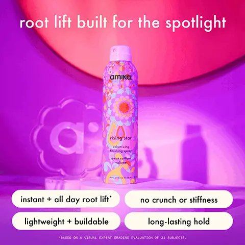 add volume at the roots, add texture from mid-lengths to ends. root lift built for the spotlight instant and all day root lift, no crunch or stiffness, lightweight and buildable, long-lasting hold. don't fall flat, spray at the root on dry hair for instant root lift that lasts all day. before, after instant and all day root lift. volume that packs performance instant and all day volume, 98%said they had instant volume. chart-topping stylers, prep plump and heat protect damp hair before blowout, medium-hold mousse for touchable body and heat protection on damp hair, finishing spray for root lift on dry hair. the perfect duet, add volume at the root, add texture from mid-lengths to ends. hair-raising ingredients, sea buckthorn, loaded with vitamin C, A, fatty acid omega 7 plus antioxidants, Hydrolyzed soy protein, helps to increase the diameter of the hair fiber, carob seed extract works to help achieve stronger, fuller-looing strands.