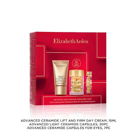 Image 1, advanced ceramide lift and firm day cream 15ml, advanced light ceramide capsules 30 pieces, advanced ceramide capsules for eyes 7 pieces. image 2, strengthens and refines, 28% stronger skin barrier after 1 capsule. based on a US test of 44 women. image 3, visibly lifted, firmer looking eyes in just 2 weeks. based on a consumer study of 69 women. image 4, biodegradable - made from vegetable and mineral based materials. image 5, replenishes and firms, 90% saw tighter, firmer skin. based on a consumer study 62 women after 8 weeks. image 6, regiment. step 1 = strengthens and refines. step 2 = reduces lines, wrinkles and crow's feet. step 3 = replenishes and firms.