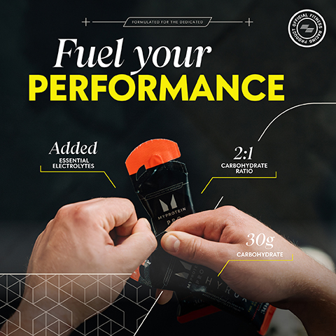 fuel your performance. added essential electrolytes. 2:1 carbohydrates. 30g carbohydrate.