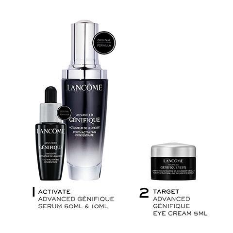 ORIGINAL FORMULA LANCÔME LANCOME ADVANCED GÉNIFIQU ADVANCED GÉNIFIQUE ACTATEUR DE JEUNESSE YOUTH ACTATING CONCENTRATE LANCOME GENIFIQUE YEUX ACTIVATE ADVANCED GÉNIFIQUE SERUM 50ML & IOML 2 TARGET ADVANCED GENIFIQUE EYE CREAM 5ML
