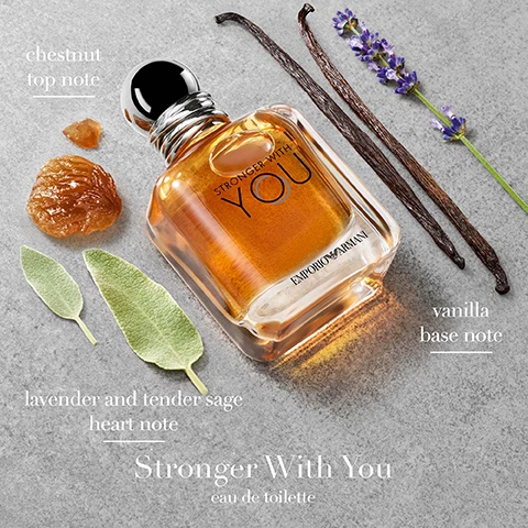 chestnut top note. lavender and tender sage heart note. vanilla base note. Stronger With You eau de toilette. Stronger With You EDT