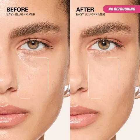 Before Easy Blur Primer. After Easy Blur Primer. No retouching. Silicone free. Ultra-blurring, jelly-like texture, instant oil control. No retouching, 1 prime easy blur primer, 2 blur easy blur foundation, 3 bake easy bake loose. 90% agreed their skin looked airbrushed, based on an independent study on 48 people of all genders, skin types and tones using easy blur primer & foundation.