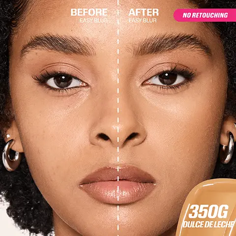 Before easy blur. After easy blur. No retouching. Shade. 1, Prime, Easy blur primer. 2, Blur. 3, Bake. No retouching. Medium-tan skin tones. Latte 300N light-medium with a neutral undertone. Amaretti 310G medium skin with golden undertones. Tres Leches 320G medium skin with peachy-gold undertones. Butter Pecan 330N medium skin with a neutral undertone. Baklava 340G medium skin with a neutral-golden undertone. Dulce De Leche 350G medium-tan skin with a golden undertone. Macchiato 400G medium-tan skin with a peachy-golden undertone. Toffee 420G tan skin with a golden undertone. Gingerbread 430N tan skin with a golden neutral undertone. Medium-tan skin tones complexion pairings. Fauxfilter luminous matte concealer, easy blur foundation, easy bake setting powder, sugar biscuit 3.5N and latte 300N, graham cracker 4.3N and amaretti 310G, cookie dough 4.3N and tres leche 320G, caramel corn 5.1N and baklava 340G, granola 4.5G and macchiato 400G with peach pie. Granola 4.5G and buttercream 330N with cupcake. Toasted almond 5.3G and dulce de leche 350G, brittle 6.5G and gingerbread 430N with blondie. Brittle 6.5G and toffee 420G with banana bread. Blur your concerns with primer & foundation. Blemishes, pores & texture, pigmentation, redness, before and after. Better than airbrush, blurring, 12hr wear, lightweight. Light-medium skin tones, Chai 2108 light skin with beige undertones. Custard 220N light skin with neutral. Macaroon 230N light skin with golden-neutral undertones. Toasted coconut 240N light-medium skin with a golden undertone. Cheesecake 250G light-medium skin with a golden undertone. Apple pie 2558 light-medium skin with a pinky-beige undertone. Light-medium skin tones complexion pairings, vanilla swirl 3.1B and chai 210B, coconut flakes 2.7N and custard 220N with cherry blossom cake. Coconut flakes 2.7N and Macaroon 230N- Toasted coconut 240N, sugar biscuit 3.5N and apple pie 255B with poundcake. Fair-light skin tones, miklshake 100B ultra fair skin with beige undertones. Angel food 110N ultra fair skin with neutral undertones. Vanilla 120B fair skin with pinky-beige undertones. Cashew 140G fair skin with peachy-golden undertones. Creme brulee 150G light skin with golden undertones. Shortbread 200B light skin with pinky beige undertones. Fair-light skin tones complexion pairings, royal icing 1.1N and milkshake 100B with suagr cookie. Marshmallow 1.3G and angel food 110N, yogurt drops 1.5B and vanilla 120B, meringue 2.1N and cashew 140G with cupcake. Nougat 2.5G and creme brulee 150G, cotton candy 2.3B and shortbread 200B with cherry blossom cake. Tan-rich skin tones, gingerbread 430N tan skin with a golden-neutral undertone. Cinnamon 440G tan skin with a golden undertone. Chocolate mousse 450G deep-tan skin with a golden undertone. Peanut butter cup 455R deep-tan with a golden red undertone. Mocha 500G deep tan with a golden undertone. Cocoa 510R deep tan skin with a neutral red undertone. Hot fudge 550R rich skin with a neutral red undertone. Lava cake 590R rich skin with a red undertone. Espresso 600N deep rich with a neutral undertone. Tan-rich skin tones complexion pairings. Peanut butter 6.7R and cinnamon 440G, slated caramle 7.3G and peanut butter cup 455R, hazelnut 8.1N and cocoa 510R with kunafa. Crumble 7.1N and chocolate mousse 450g with blondie. Honeycomb 7.7R and mocha 500G with banana bread. Maple syrup 8.3G and hot fudge 550R, chocolate chip 8.7R and lava cke 590R with cinnamon bun. Chocolate chip 8.7R and espresso with coffee cake.
