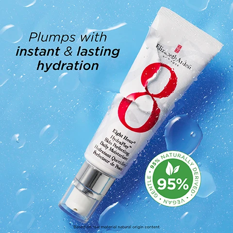 image 1, plumps with instant and lasting hydration. 95% naturally derived. gentle and began. image 2, 8 great benefits - hydrate, brighten, perfect and refine pores, prime, smooth, soothe, strengthen barrier, oil control. image 3, skin protectant benefits - all-over moisture, shine lips and cheeks, soothe dry hands, heals cuts and scrapes, tame hair and eyebrows, treat sun wind burn, relieve chapping, smooths cutices.