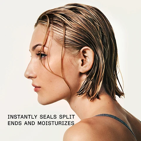 Image 1 - Profile view of a woman with damp, straight hair, highlighted by the text that reads INSTANTLY SEALS SPLIT ENDS AND MOISTURIZES.
              Image 2 - A bottle of Olaplex No. 5 Leave-In Conditioner is displayed on a grid background, with text stating UP TO 88% SPLIT-END SEALING AFTER ONE USE* and additional product information including MOISTURIZE & MEND LEAVE-IN CONDITIONER and *As tested in a clinical facility using curly tresses.
              Image 3 - Image shows a comparison of hair before and after treatment, with the left side displaying frizzy and less defined strands labeled BEFORE and the right side showing smooth, glossy hair labeled AFTER; visible text at the bottom states UNTOUCHED IMAGES and lists instructions for achieving results with specific hair care products.
              Image 4 - Image shows two side-by-side photos of hair; the left side labeled BEFORE features frizzy, unkempt hair, while the right side labeled AFTER shows smooth, glossy hair. The bottom of the image contains the text UNRETOUCHED IMAGES and additional product information.
              Image 5 - Image shows a side-by-side comparison of hair before and after using hair care products, with the left side labeled BEFORE showing frizzy hair, and the right side labeled AFTER displaying shiny, defined curls, with text below stating UNRETOUCHED IMAGES* and product instructions.
              Image 6 - Image shows three bottles of OLAPLEX hair care products: a yellow shampoo labeled OLAPLEX No. 4 Bond Maintenance Shampoo, a white conditioner labeled OLAPLEX No. 5 Bond Maintenance Conditioner, and a clear leave-in conditioner labeled OLAPLEX No. 5 Leave-In Conditioner, with text that states Hydrate in the Shower and After, Hydrate, Nourish + Smooth, and Moisturize + Mend.