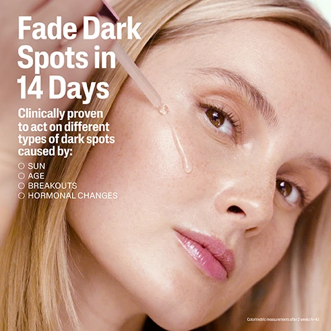 image 1, fade dark spots in 14 days. clinically proven to act on different types of dark spits caused by sun, age, breakouts and hormonal changes. image 2, 7 powerful benefits. diminishes dark spits. improves skin texture. boosts radiance. illuminates complexion. reduces appearance of fine lines. evens skin tone. improve hydration. image 3, brightening ingredients. science backed and dermatologist tested. advanced peptide. sea daffodil. niacinamide. antioxidant C. image 4, clinically proven results. progressively improves dark spots and skin. before and after. penetrate 15 skin layers deep to reveal skin healthy radiance. image 5, see radiant smooth glowing skin from day 1. image 6, dr katie beleznay board certified dermatologist said - having brighter, even tones skin shouldn't come at the cost of irritation. the cetaphil bright healthy radiance line visible reduce dark spots and even skin tone while promoting a healthy radiant glow. image 7, protects skin day and night. AM protects against pollution +48%. PM - reduces appearance of fine lines +80%. image 8, multi action brightening AM skincare. 1 = cleanse. 2 = tone. 3 = target. 4 = protect. image 8, 5 signs of skin sensitivity. clinically formulated to defend against 5 signs of skin sensitivity. dryness, roughness, weakened barrier, tightness, irritation.