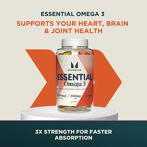 Image 1 - An image features a bottle of Myprotein Essential Omega 3 softgels on a white platform with text that reads ESSENTIAL OMEGA 3 SUPPORTS YOUR HEART, BRAIN & JOINT HEALTH MYPROTEIN ESSENTIAL Omega 3 SUPPORTS YOUR HEART, BRAIN, & JOINT HEALTH 1000mg FISH OIL / 180mg EPA / 120mg DHA SOFTGELS and 3X STRENGTH FOR FASTER ABSORPTION. Image 2 - A clear bottle of Myprotein Essential Omega 3 softgels is shown with surrounding text ESSENTIAL OMEGA 3 SUPPORTS YOUR HEART, BRAIN & JOINT HEALTH, AVAILABLE IN 90 SOFTGELS & 250 SOFTGELS, and text on the bottle label MYPROTEIN ESSENTIAL Omega 3 SUPPORTS YOUR HEART, BRAIN, & JOINT HEALTH 1000mg / 180mg / 120mg FISH OIL EPA DHA SOFTGELS, plus text with icons for benefits Heart Support Supports Joints Improves Brain Health Scientifically Formulated. Image 3 - Image shows a bottle of Myprotein Essential Omega 3 softgels with text How do I take it? JUST 1 SOFTGEL EVERYDAY PREFERABLY DURING OR AFTER MEALS EPA 180 mg DHA 120 mg Fish Oil Strength 1000 mg SUPPORTS YOUR HEART, BRAIN, & JOINT HEALTH 3X STRENGTH FOR FASTER ABSORPTION AVAILABLE IN 90 SOFTGELS & 250 SOFTGELS. Image 4 - A person is shown holding a white object to their nose, and the lower part of the image contains the text THG NUTRITION (INDIA) PRIVATE LIMITED 203, 2ND FLOOR, TIME TOWER, GURUGRAM, HARYANA-122002. CUSTOMER CARE: Retailed & Marketed by: THG Nutrition (India) Private Limited, 2nd Floor, Unit No.203, Time Tower, MG Road, Sector-28, Sushant Lok Phase1, Gurgaon-122002, India. Manufactured By: Zeon Lifesciences Ltd, Healthcare-2, Village Kunja, Rampur Road, Paonta Sahib-173025, Sirmaur, (H.P), India. FSSAI LIC.No.10013062000225. For complaints/feedback/suggestions, contact consumer care executive at email: myprotein.india@thehutgroup.com or TEL: 00080 0040 3880. For contact address: Refer Retailer Address. FSSAI logo Lic No. 10822999000629 and a red triangle logo.