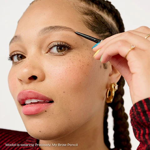 Image 1, model is wearing precisely my brow pencil. image 2, before and wow. image 3, models wearing shade 2.5, shade 3, shade 4, shade 5. image 4, before and wow. image 5, full, and two mini's