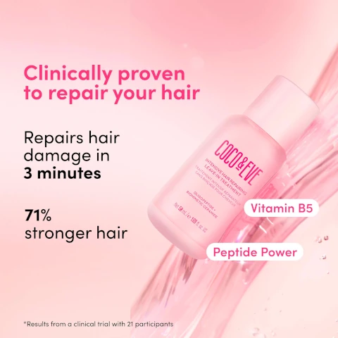 clinically proven to repair your hair. repairs hair damage in 3 minutes. 71% stronger hair. results from a clinical trial with 21 participants.