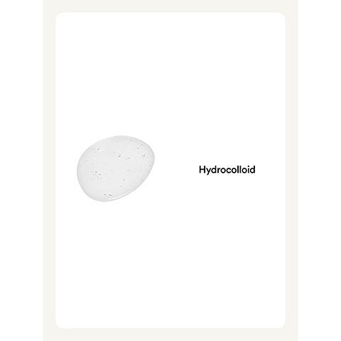 Image 1 - An oval white substance with a smooth texture is placed on a white background, with the text Hydrocolloid adjacent to it.