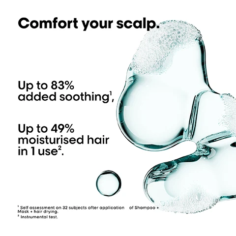 Image 1 - Image showing a clear, watery gel with bubbles alongside text that reads Comfort your scalp. Up to 83% added soothing. Up to 49% moisturised hair in 1 use. 1 Self assessment on 32 subjects after application of Shampoo + Mask + hair drying. 2 Instrumental test.
              Image 2 - A turquoise container pouring liquid into a clear bottle with the text high pro performance and up to 73% less plastic.
              Image 3 - Image shows the back of a person with long hair, split into two sections labeled Before and After, showing a frizzy hair texture on the left and smooth hair on the right, with hair care products placed at the bottom; visible text includes Before, After, and Not retouched.
              Image 4 - A bottle of LOréal Scalp Advanced shampoo is shown next to a tube of Scalp Advanced treatment, with visible text stating The anti-discomfort professional routine and numbered steps 01 Cleanse and 02 Treat.
              Image 5 - Image shows a step-by-step infographic with three numbered instructions on how to refill a shampoo bottle, featuring images of an empty shampoo bottle, a refill pouch, and a filled shampoo bottle, with the text: How to refill my shampoo? 01 Take your empty shampoo bottle. Do not rinse it. Unscrew the bottle & refill caps. 02 Take the refill pouch and pour it up slowly inside the bottle. 03 Screw the cap and use your shampoo as usual. Refill the bottle maximum 3 times.
              Image 6 - An instructional image showing a sequence for using LOréal Scalp Advanced products, including a small bottle and a larger pouch, with steps illustrating how to open, dispense, and transfer the product, accompanied by the visible text LOréal Scalp Advanced and SKIN EXPERT.
              Image 7 - A woman with long, healthy hair is seen from the back, with text on the left that reads I finally find the best anti-discomfort shampoo to soothe my scalp, accompanied by five stars below it.