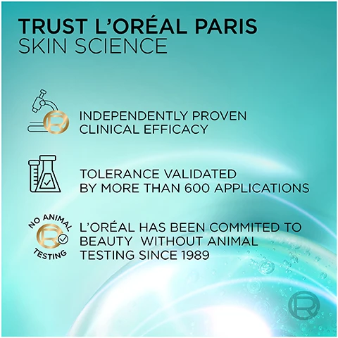 Image 1 - Image shows a promotional graphic for LOréal Paris emphasizing skin science, featuring icons and text that state: TRUST LORÉAL PARIS SKIN SCIENCE, INDEPENDENTLY PROVEN CLINICAL EFFICACY, TOLERANCE VALIDATED BY MORE THAN 600 APPLICATIONS, NO ANIMAL TESTING, LORÉAL HAS BEEN COMMITTED TO BEAUTY WITHOUT ANIMAL TESTING SINCE 1989.
              Image 2 - An oil droplet against a soft, blurred turquoise background, with text overlay stating POWERED BY UVB + UVA FILTERS PREVENT DARK SPOTS 3% [NIACINAMIDE] BRIGHTEN & REDUCE DARK SPOTS 4% [PIGMENTS + PEARLS] EVEN TONE & ILLUMINATE SKIN.
              Image 3 - An image of a LOréal Paris skincare product, specifically a bottle of Bright Reveal Daily Fluid Tinted Glow with a pinkish tint beside it, along with text highlighting its features: A POWERFUL ANTI-DARK SPOT UV PROTECTION, PROTECT Broad Spectrum SPF50, CORRECT Even tone & visibly fade dark spots, COVER The appearance of dark spots & ageing signs.
              Image 4 - A woman with medium skin tone applies a glowy SPF product to her cheek, with visible text on the left stating YOUR EVERYDAY GLOWY SPF and bullet points below reading SHEER COVERAGE, RADIANT FINISH, and NON-OILY & NON-STICKY.
              Image 5 - A woman poses smiling while holding a skincare product from LOréal Paris, with text reading INSTANLY EVEN TONE, CORRECT DARK SPOTS YOURE WORTH IT.
              Image 6 - Two women are standing side by side, each holding a tube of product; one has dark, curly hair and is promoting a bronze tint for a bronze glow, while the other has straight, wavy hair and is promoting a pearl tint for a pearl glow, with text above reading PICK YOUR SHADE OF GLOW.
              Image 7 - Image showing an anti-dark spot skincare routine with two products: a dropper bottle labeled Niacinamide Serum and a lotion labeled Daily UV Fluid Tinted Glow, accompanied by the text ANTI-DARK SPOT ROUTINE and instructions indicating their uses as steps 1 and 2.