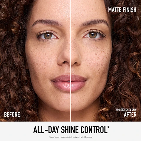 Image 1 - Image shows a split view of a womans face highlighting the difference between two sides: the left side labeled BEFORE shows her skin with visible shine, while the right side labeled AFTER shows a matte finish; additional text reads MATTE FINISH and ALL-DAY SHINE CONTROL at the bottom, along with a note indicating the results are based on an independent clinical study with 30 people.
              Image 2 - An instructional image for a makeup product displaying a bottle of bareMinerals Original Mineral Veil with the text MAKEUP SET, SKINCARE GOALS MET, followed by steps labeled SHAKE, SPRAY, and WIPE, with corresponding instructions.
              Image 3 - A woman with curly hair and freckles holds a bottle of bareMinerals Original Mineral Veil while looking toward the camera; the image includes text stating 100% agree this wears comfortably for 24hrs, 93% noticed their skin was more refined and looked smoother after one week of use, and 87% say it instantly blurs pores and controls shine, with a note about an independent consumer study at the bottom.
              Image 4 - Image of a bottle of bareMinerals Original Mineral Veil setting spray with water droplets on it, featuring text that states ALCOHOL-FREE FORMULA EXTENDS WEAR FOR 24HRS* Sweat-, humidity-, water-, transfer- and smudge-proof* Improves, hydrates, mattifies and blurs skin Ultra-fine mist 24 HR SETTING SPRAY SPRAY FIXATEUR NATURAL MATTE FINISH FINI MAT NATUREL *Based on an independent clinical study with 30 people.
              Image 5 - Image shows three skincare ingredients with their benefits: on the left, golden micro-nutrient capsules labeled helps moisturize and protect skin, in the center, an apple with splashing liquid labeled helps neutralize oil and shine, Apple Cider Vinegar, and on the right, a hibiscus flower labeled protects skin’s firmness.
              Image 6 - Image shows a bottle of bareMinerals Original Mineral Veil setting spray next to a container of bareMinerals Original Mineral Veil powder, with text highlighting their features, including tailored to last, ideal for various skin types, and qualities of each product.
              Image 7 - A close-up image of a bareMinerals product bottle labeled Original Mineral Veil, featuring text highlighting its benefits, including alcohol-free, clean cruelty-free formula, clinically proven performance, and suitability for all skin types.