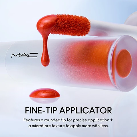 Image 1 - An image of a MAC product with a red fine-tip applicator brush and a droplet of red liquid, with the text FINE-TIP APPLICATOR Features a rounded tip for precise application + a microfibre texture to apply more with less.
              Image 2 - A collage featuring three women with different skin tones showcasing makeup looks, with text that reads GOOD VIBES DEEP FUCHSIA WITH MULTICOLOURED PEARLESCENT PARTICLES, accompanied by an image of a lip applicator dipped in fuchsia product.
              Image 3 - Three close-up portraits of women showcasing various skin tones with the text Unsweetened Mid-Toned Reddish Mauve and an image of a lip applicator on a red background.
              Image 4 - A collage of four faces showcasing diverse skin tones with a beauty product description below reading MAGIC AURA DEEP LAVENDER WITH IRIDESCENT PEARLESCENT PARTICLES.
              Image 5 - A collage featuring three women, one with braided hair smiling, one with smooth skin and highlighted cheekbones, and one with freckles and red hair, alongside a cosmetic product swatch, with the text LIGHTNING and LIGHT BEIGE WITH GOLD SHIMMER.
              Image 6 - Three women showcase different makeup looks highlighting a glossy blush, with the product name Plummy Bare and the shade Deep Cherry Wine displayed alongside an applicator tip.
              Image 7 - A collage featuring three diverse individuals showcasing their radiant skin, along with a product description that reads STarlite ROSE GOLD WITH GOLD SHIMMER.
              Image 8 - Image shows three women with diverse skin tones and hairstyles in a collage format; the top left features a woman with braided hair and a nose ring, the top right shows a smiling woman with curly hair, the bottom left displays a woman with freckles and straight hair, and the bottom right includes product text that reads ICE GLEAM COOL-TONED PINK WITH GOLD PEARLESCENT PARTICLES alongside an applicator.
              Image 9 - The image shows four close-up portraits of different women with varying skin tones, showcasing their makeup looks, along with a swatch of a lip color at the bottom right, with the text reading Apricot Jelly, bright orange with gold pearlescent particles.
              Image 10 - Four images of different women showcasing various lip looks; the top left features a woman with dark skin and a smooth complexion, the top right shows a woman with medium skin and glossy lips, and the bottom left depicts a woman with light skin expressing surprise, next to a color swatch at the bottom right that reads LAVALITE DEEP NEUTRAL ORANGE WITH GOLD PEARLESCENT PARTICLES.
              Image 11 - Four close-up images of diverse models showcasing various makeup looks, with visible text that reads NITELITE DIRTY COOL MAUVE WITH PINK PEARLESCENT PARTICLES accompanied by an image of a lip gloss applicator.