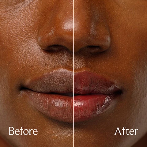 Image 1 - Image shows a close-up of a persons face split in half, with one side labeled Before showing a matte appearance and the other side labeled After displaying fuller, glossier lips.
              Image 2 - Three lip treatments are stacked, featuring a blue cap and a label that reads fresh on each; next to them is a plum and red currant, with accompanying text stating Sugar delivers hydration, Squalane restores and replenishes moisture, and Plum seed, black currant & grapeseed oils maintain hydration.
              Image 3 - A close-up image shows a red lip product being squeezed from a tube and a brush applicator dripping with red lip oil, with the text Sweeten your stack above and the product names SUGAR ROSÉ and SUGAR LIP OIL ROSÉ at the bottom.