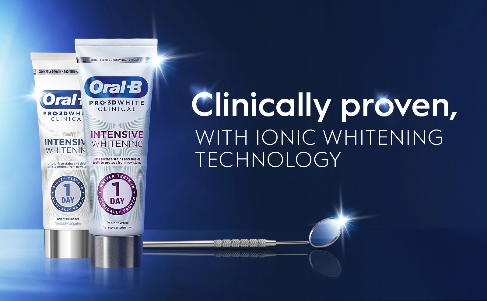 Clinically proven, with ionic whitening technology.