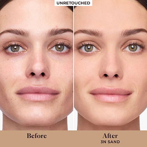 Image 1 - Image shows a side-by-side comparison of a womans face labeled Before on the left with visible skin imperfections and After on the right showing a smoother complexion, with the text UNRETOUCHED at the top and 3N SAND at the bottom.
              Image 2 - Three arms are displayed, each with various foundation swatches labeled with shade names: the first arm on the left shows shades like On Silk, 1C Cameo, and 2W Citrine; the middle arm features shades such as 3C Fawn, 4C Hazel, and 4W Ochre; the third arm on the right includes darker shades like 5C Cedar, 6N Umber, and 7N Mahogany.
              Image 3 - Image depicts a tube of Laura Mercier tinted moisturizer against a light beige background with skincare claims; visible text includes Powered By 91% Skincare Ingredients, Balances Sebum Production Immediately and Over Time White Rose Wine Complex, Reduces Appearance of Pores Eijitsu Rose, and Mattifies, Soothes and Blurs Skin Plant-Derived Cellulose Powders and French Kaolin Clay.
              Image 4 - Alt text: A color comparison chart listing makeup shades where If You Wore shows a column of previous tinted moisturizer shades and You Now Wear shows a column of new tinted moisturizer shades, with headings for both sections.
              Image 5 - Image of a tube of Laura Mercier Tinted Moisturizer with a swatch next to it, featuring text that reads: New and Improved The Best Gets Better, We Kept What You Loved, Blurred Matte Finish, All-Day Comfortable Shine Control, Oil Free, And Made It Even Better, All-Day Longwear, 24HR+ Shine Control, 16HR Skin-Balancing Hydration, Optimized Shade Range Without Oxidation, Increased Sun Protection to SPF 30 UVB/UVA/PA+++.
              Image 6 - Image shows three tinted moisturizer tubes with colored product swatches behind them, labeled from left to right: TINTED MOISTURIZER NATURAL DEWY SPF 30 UVB/UVA/PA+++, TINTED MOISTURIZER OIL FREE SPF 20 UVB/UVA/PA+++, and TINTED MOISTURIZER LIGHT REVEALER SPF 25 UVB/UVA/PA+++, with descriptions of coverage and finishes for each product beneath.