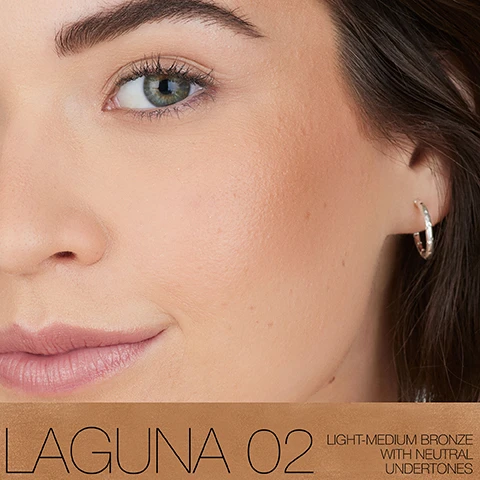Image 1 - A close-up of a womans face showing her skin tone and makeup, with the text Laguna 02 Light-Medium Bronze with Neutral Undertones at the bottom.
              Image 2 - A makeup brush covered in pink blush is shown next to a compact with the blush inside; visible text includes Blush with the Best, True-color payoff, High-impact effect, Soft-focus, blurred appearance, and Silky, blendable application.
              Image 3 - Image shows three women with different skin tones and styles, each showcasing blush on their cheeks, along with a close-up of a blush compact labeled 777 ORGASM Peachy pink with golden shimmer.
              Image 4 - Image shows a side-by-side comparison of a womans face labeled BEFORE on the left, showing skin imperfections, and AFTER on the right, showing a smoother complexion; the image also has the word PRALINE and text stating MEDIUM TO MEDIUM-DEEP WITH WARM UNDERTONES.
              Image 5 - A swatch of creamy, beige foundation is shown next to a makeup applicator, with text on the right that reads: RADIANT RESULTS, EVEN SKIN TONE WITH MINERAL-TONE BALANCING POWDER, SMOOTHS THE LOOK OF SKIN WITH LIGHT-DIFFUSING MINERAL POWDER, HYDRATES AND FIRMS WITH MULTI-ACTIVE BOTANICAL BLEND.
              Image 6 - A bronzer palette with a sleek black casing has a shimmering bronzer shade visible inside, accompanied by text that reads YOUR BEST BRONZE YET, Nine talc-free shades, Long-lasting warmth, Natural finish, Silky texture.
              Image 7 - A red and black mascara tube with a ribbed brush stands upright against a dark background, accompanied by text that reads CLIMAX MASCARA, Lash Moisture Complex lifts and builds without clumping, Full-bodied brush with ribbed bristles captures and coats each lash with buildable volume.
              Image 8 - Image shows a close-up of two eyes side by side, with the left labeled BEFORE showing natural lashes and the right labeled AFTER displaying enhanced, longer, and darker lashes; visible text includes EXPLICIT BLACK and Black.