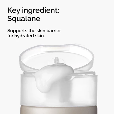 Image 1 - A close-up image of a skincare product lid with a small amount of cream oozing from the top, accompanied by text stating Key ingredient: Squalane and Supports the skin barrier for hydrated skin.
              Image 2 - Image of a skincare product with a dropper showing a clear serum and text highlighting the key ingredients in Hyaluronic Acid 2% + B5, stating 5 Forms of Hyaluronic Acid: Provides hydration to multiple layers of the skin, Ceramides: Supports the skin barrier, Pro-vitamin B5: Helps keep moisture locked in.
              Image 3 - Image shows a creamy moisturizing product with three key ingredients listed: Natural Moisturizing Factors including urea, amino acids, and PCA that protect the skin against water loss, Fatty Acids that support the skins lipid barrier, and Hyaluronic Acid that helps attract and retain water.
              Image 4 - A diagram illustrating The Ordinary Hyaluronic Acid 2% + B5 product, featuring a dropper bottle in the center with text pointing to various usage tips, including LIPS + HA, BODY HACK, and HAND HACK, along with details about moisturizing factors and microneedling benefits.