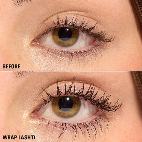 Image 1 - Image shows a close-up of a persons eye, with the top section labeled BEFORE showing shorter, less defined lashes, and the bottom section labeled WRAP LASHD displaying longer, more voluminous lashes.
              Image 2 - A young woman applies mascara with a V-shaped brush, showcasing her long lashes and a natural makeup look, with the text MAXI-V BRUSH V-SHAPED BRUSH LENGTHENS EACH LASH, RESERVOIRS ADD VOLUME AND CONICAL BRISTLES DEFINE FOR UNMATCHED RESULTS! in bold white lettering.
              Image 3 - Image of a tube of mascara with a unique brush and a pink background, featuring text that reads: WRAP LASH TUBING MASCARA, 24-HOUR* TUBING TECHNOLOGY No flaking, smudging or dropping, CLINICALLY PROVEN Longer, fuller lashes in 4-weeks*, EFFORTLESS REMOVAL With warm water, *Tested on 115 users in a blind trial for 24hrs., **Tested on 20 users in a blind trial for 4 weeks.
              Image 4 - The image features a pink and black packaging of Wrap Lash Tubing Mascara with a mascara wand beside it, along with text stating Clinically proven longer, fuller lashes in 4-weeks* and *Tested on 20 users in a blind trial for 4 weeks.
              Image 5 - A young woman with long, dark hair is smiling and looking upward while holding onto a blue pole in a subway, and the image includes text that reads: COMMUTE? CONQUERED 24HR* LIFE-PROOF LASHES *Tested on 115 users in a blind trial for 24hrs. WRAP LASH TUBING MASCARA REVOLUTION BEAUTY LONDON.
              Image 6 - A smiling woman with brown eyes holds a pink dumbbell close to her face, with the text GYM? LETS GET IT! 24HR* LIFE-PROOF LASHES *Tested on 115 users in a blind trial for 24hrs. and WRAP LASH TUBING MASCARA REVOLUTION BEAUTY LONDON visible in the image.
              Image 7 - An opened tube of Wrap Lash Tubing Mascara with a mascara wand stands against a pink background, featuring a side-by-side comparison of an eye before and after application, showcasing the effects and including text that reads 24HR* MEGA LENGTH, LIFT & VOLUME!
              Image 8 - A mascara tube labeled WRAP LASH with a spiraled applicator stands beside a pink digital clock displaying 24:00, with promotional text saying 24HR* MEGA LENGTH, LIFT & VOLUME! and checkmarks for NO FLAKING, NO SMUDGING, and NO DROPPING.
              Image 9 - Image showing three close-up views of eyes with different eyelash colors labeled as Black, Brown, and Burgundy from top to bottom.
              Image 10 - Three images depict a person demonstrating the easy removal of waterproof mascara, with the first image showing a finger pressing on an eye, the second image showing mascara being swiped off lashes, and the third image revealing clean lashes; visible text includes EASY REMOVAL Wears like a waterproof, removes with warm water, STEP ONE WET FINGERS WITH WARM WATER & PRESS LASHES GENTLY, STEP TWO USE SWIPING MOTION TO SLIDE MASCARA OFF LASHES, and STEP THREE EASY REMOVAL, NO CLEANSER OR MICELLAR WATER NEEDED!
              Image 11 - A close-up of a womans eye as she applies mascara with a brush, with text stating ULTRA-NOURISHING TUBING TECHNOLOGY WITH SHEA BUTTER, CARNAUBA WAX AND CASTOR OIL TO CARE WHILE YOU WEAR.
              Image 12 - Close-up of a womans face with long eyelashes and a smooth complexion, featuring text that reads 2% WIDELASH™** COMPLEX FOR CLINICALLY PROVEN VISIBLY LONGER, FULLER-LOOKING LASHES IN 4 WEEKS***.