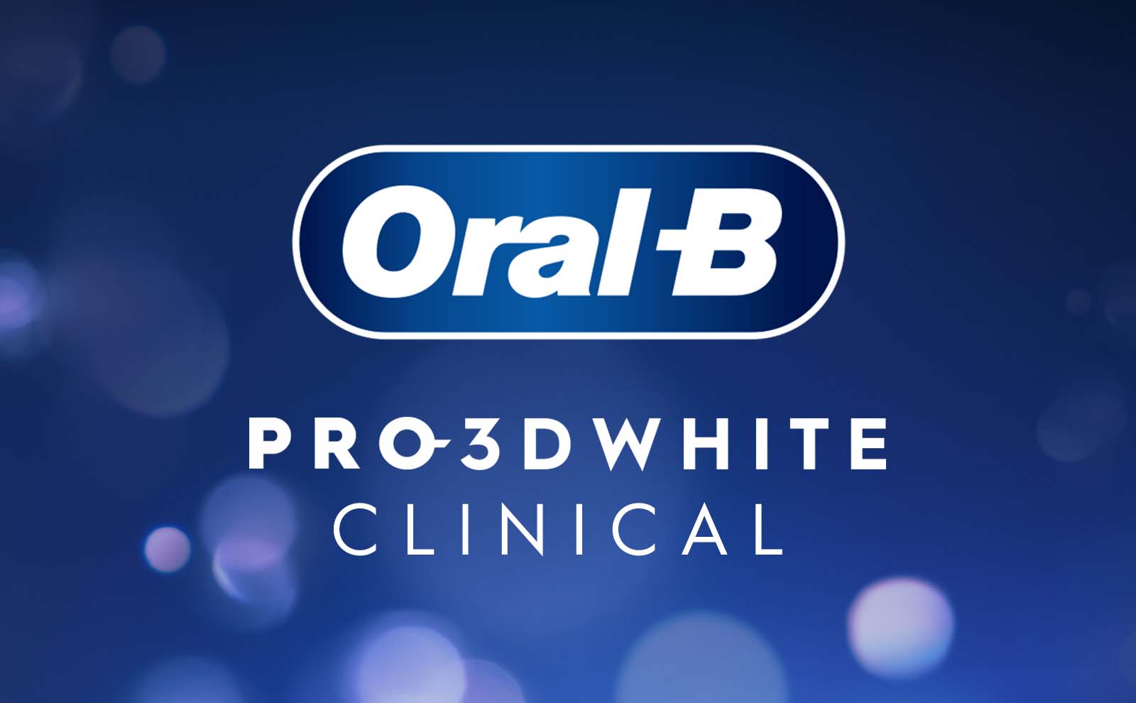 Image of a logo with a blue background featuring the text Oral-B above the words PRO-3DWHITE CLINICAL.