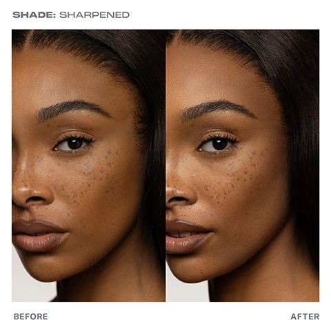 Image 1 - A split image shows a womans face before and after a cosmetic application, with her skin looking subtly enhanced and her features more defined in the after shot, displaying the text SHADE: SHARPENED BEFORE AFTER. Image 2 - A white Morphe makeup stick with a brown tip draws a brown line on a light gray background, with the text MORPHE PRECISELY SCULPTING A super-slim tip and built-in sharpener target application—every time. EFFORTLESSLY ENHANCING A creamy formula—with a shade for everyone—naturally enhances your features. LUXURIOUSLY LONGWEARING Clinically proven to last all day long.* *Based on a 32-person clinical claim. Image 3 - A womans face shows contouring makeup applied with brown lines indicating placement on her forehead, nose, cheekbones, lips, and jawline, with text labels SHADE: SCULPTED, Minimize forehead, Slim and refine nose, Sculpt and lift cheeks, Define and shape lips, Chisel jawline. Image 4 - A white Morphe makeup pencil with a brown tip is shown next to its detached brown built-in sharpener, with text reading Built-In Sharpener, Create a precision point for exacting lines and more chiseled-looking effects. Image 5 - A close-up of a persons face with a Nano Brow Pencil near the left eyebrow, a Micro Manager Gripping Brow Gel near the right eyebrow, and a Shapelifter Micro Contour Stick with contour lines on the right cheek, with the text BEAUTY IS IN THE DETAILS overlayed. Image 6 - The image shows a product comparison chart featuring two Morphe makeup sticks, a slender brown contour stick on the left and a wider brown bronzer stick on the right, with the text PICK YOUR PRODUCT SHAPELIFTER MICRO CONTOUR STICK SUDDEN HEAT CREAMY BRONZER STICK BEST FOR Precision sculpting and contouring Effortlessly adding warmth and soft definition FORMAT Super-slim, sharpenable stick Super-soft, rounded stick COVERAGE Medium to full Medium-buildable FINISH Matte Natural matte. Image 7 - A dark brown makeup swatch on a white background, with the text SHARPENED Tan to rich with neutral undertones. Image 8 - A squiggly swatch of a neutral rosy-brown lip product on a white background, with the text TAPERED Fair to light with neutral, rosy undertones. Image 9 - A dark grey wavy line swatch on a white background with the text BALANCED Rich to deep with neutral undertones. Image 10 - A zigzag swatch of light brown makeup is shown on a white background above the text ENHANCED Fair to light with neutral undertones. Image 11 - A wavy swatch of dark brown eyeliner or makeup pencil is on a white background, with the text DEFINED Deep with neutral, cool undertones below it. Image 12 - A wavy swatch of light brown makeup is shown against a white background, with text that reads REFINED Light to medium with neutral undertones. Image 13 - A medium brown cosmetic pencil swatch on a white background, with the text SCULPTED Medium with neutral, golden undertones.