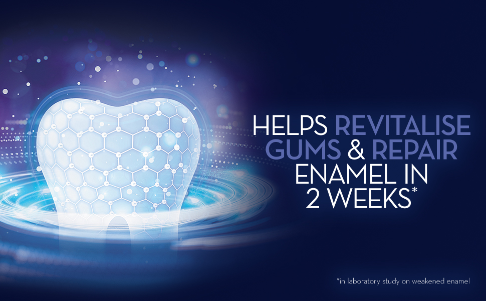 helps revitalise gums and repair enamel in 2 weeks. In laboratory study on weakened enamel