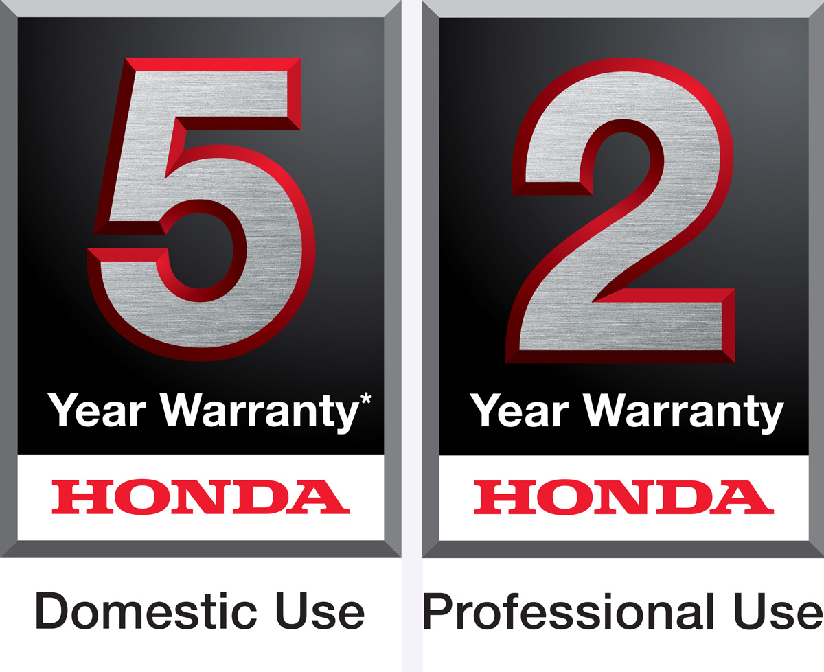 5 Year Warranty. Honda. Domestic Use. 2 Year Warranty. Honda. Professional Use.