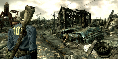 The player, over-looking part of the wasteland the game is set in