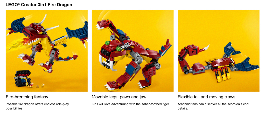 Lego dragon 31102 hot sale