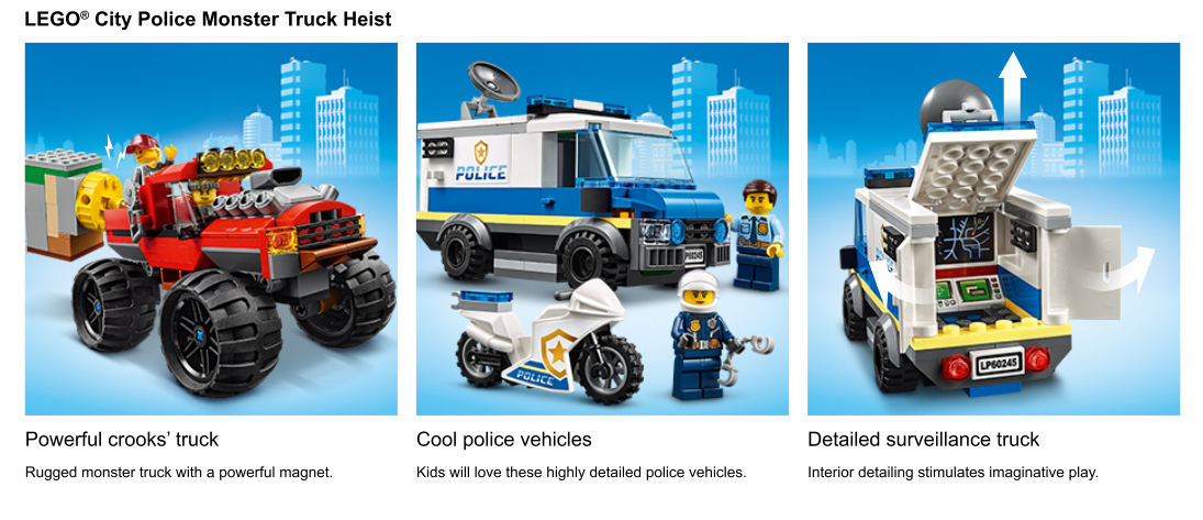 LEGO City: Police Monster Truck Heist Building Set (60245) Toys