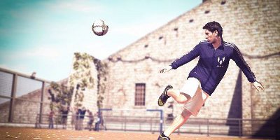 Messi doing tricks in street