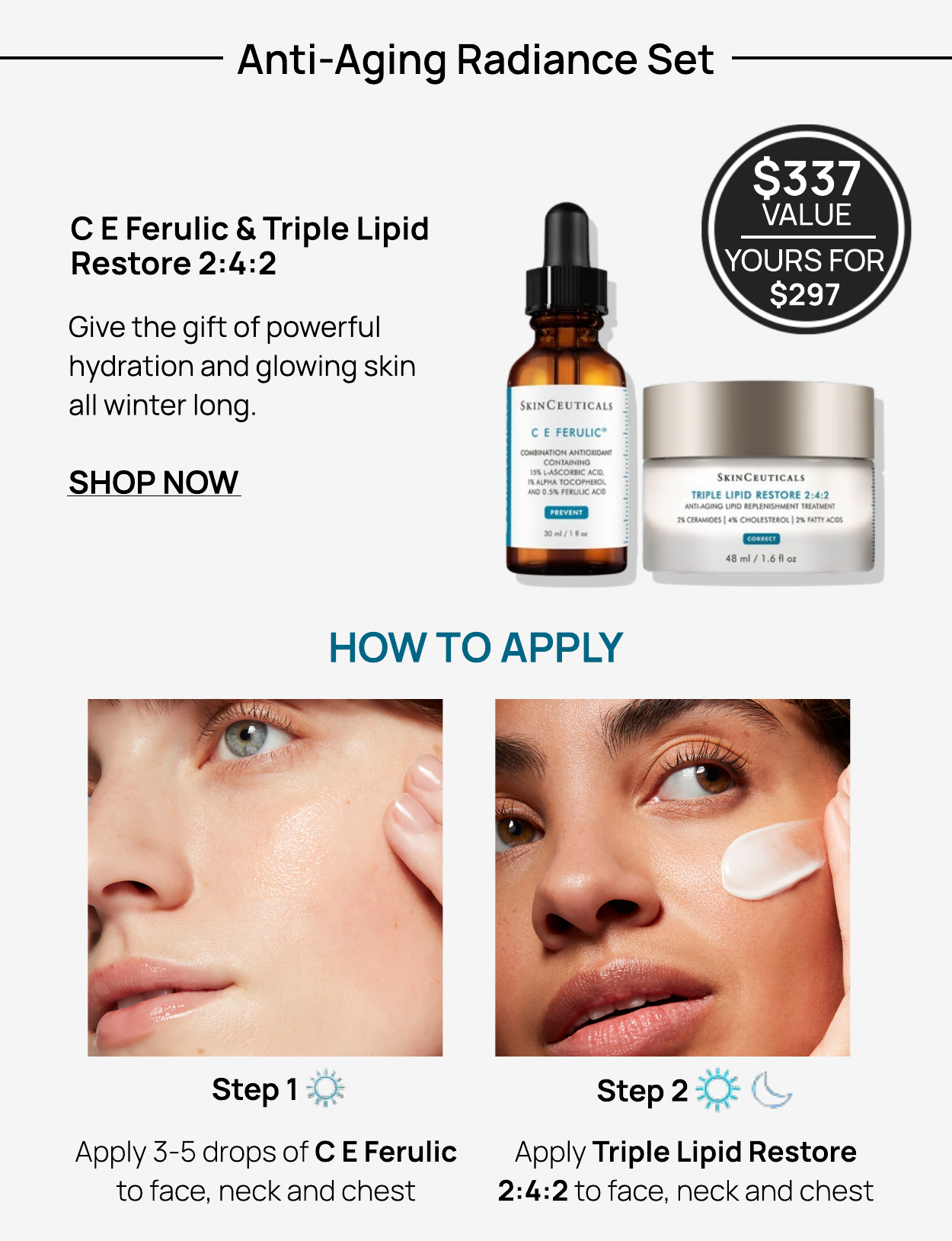 SkinCeuticals Anti-Aging Radiance Kit with C E Ferulic Antioxidant Serum