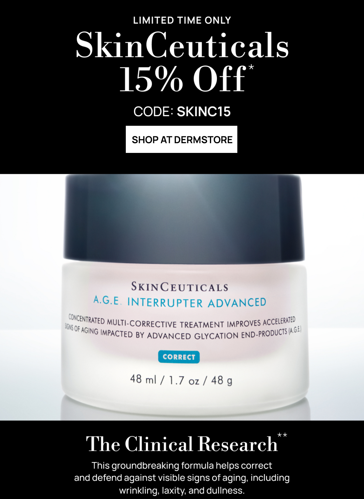 15% off SkinCeuticals with code SKINC15