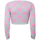 Women's Heart Crop Knit Jumper - Grey/Pink Womens Clothing | TheHut.com