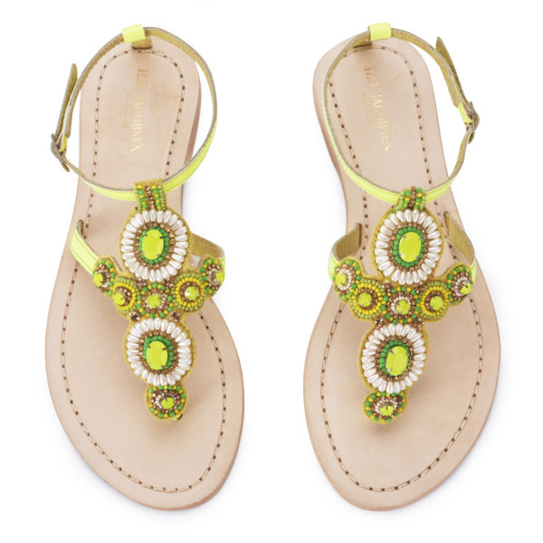 Ilse Jacobsen Women's Embellished Leather Sandals - Yellow - Free UK ...