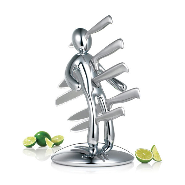 Raffaele Iannello Voodoo Knife Block With 5 Knives Chrome Homeware