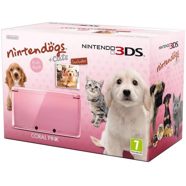Nintendo 3ds Console Coral Pink Includes Nintendogs Cats Games