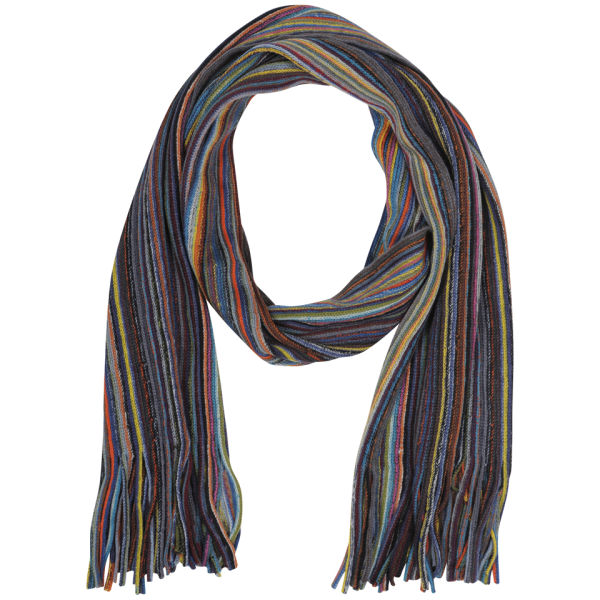 Men's Multi Striped Scarf Blue Multi Clothing Zavvi