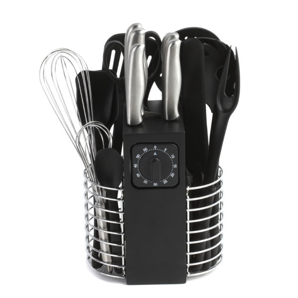 Russell Hobbs Deluxe 19 Piece Knife and Utensil Set Black/Stainless