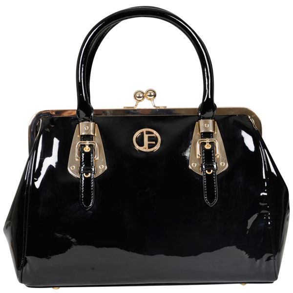 Jack French Women's 'The Knightsbridge' Leather Frame Grab Bag Black