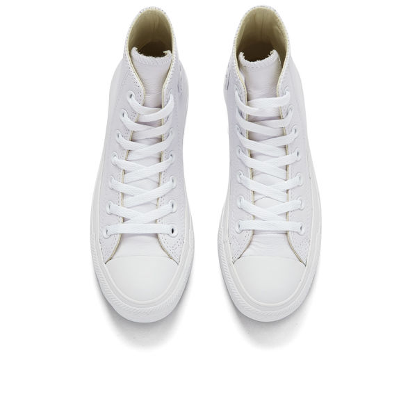 Converse Unisex Chuck Taylor All Star Leather Hi-Top Trainers - White ...