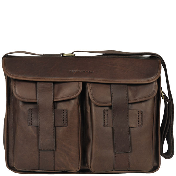tommy hilfiger leather messenger bag