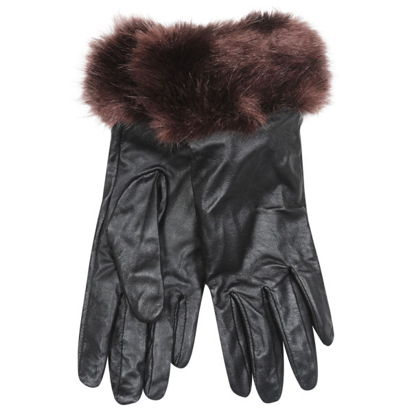 Women's Faux Fur Leather Gloves Oxblood Clothing
